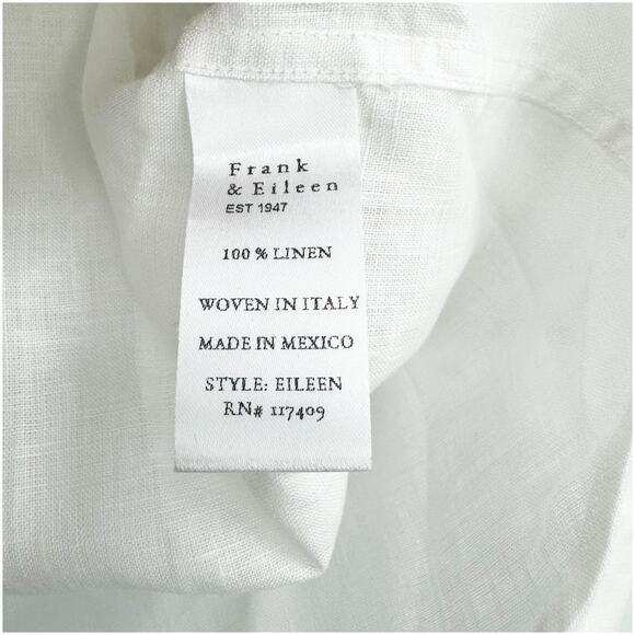 Frank & Eileen - Eileen Relaxed Button Up in White Linen Size XXS NWOT - Picture 10 of 12